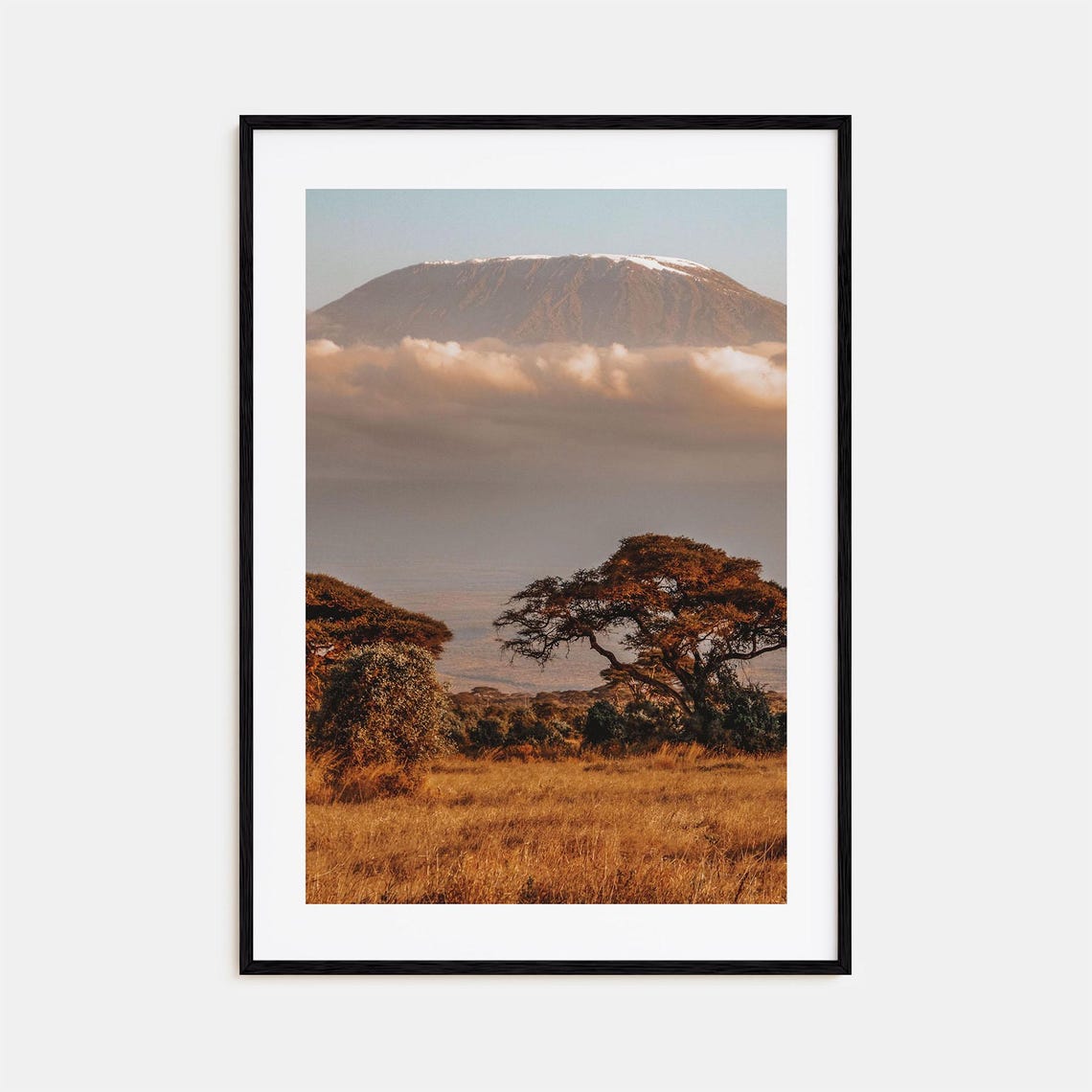 Mount Kilimanjaro African Summit Above Clouds Acacia Tree Poster