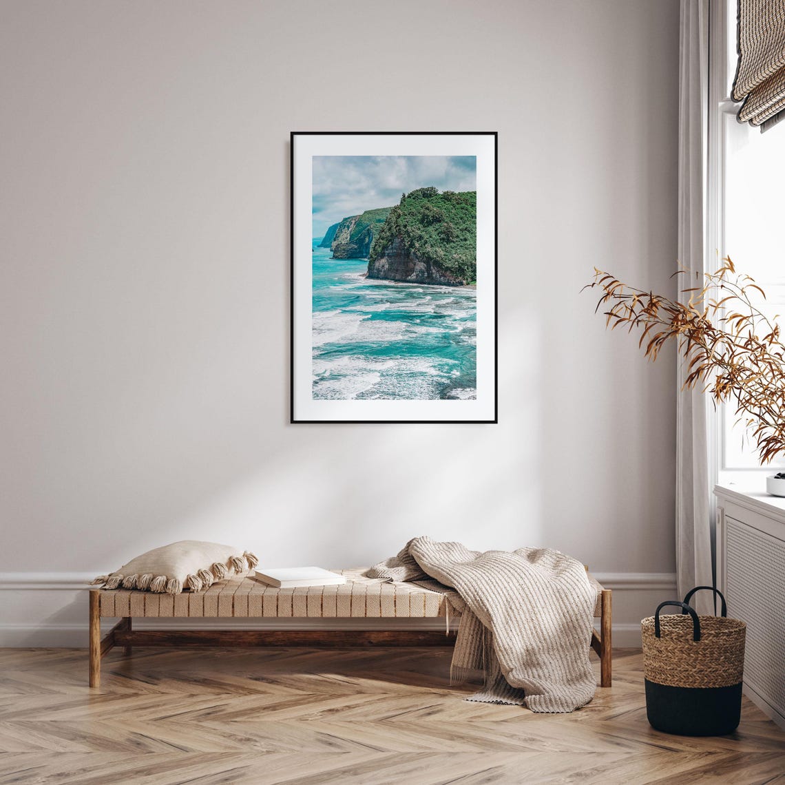 Big Island Hawaii Sea Cliffs Turquoise Waves Coastal Photo Poster - Image 2