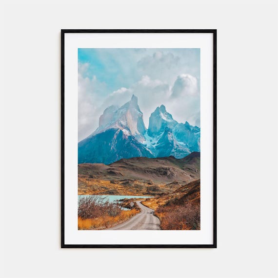 Torres Del Paine Colorful Travel Poster, Map Art