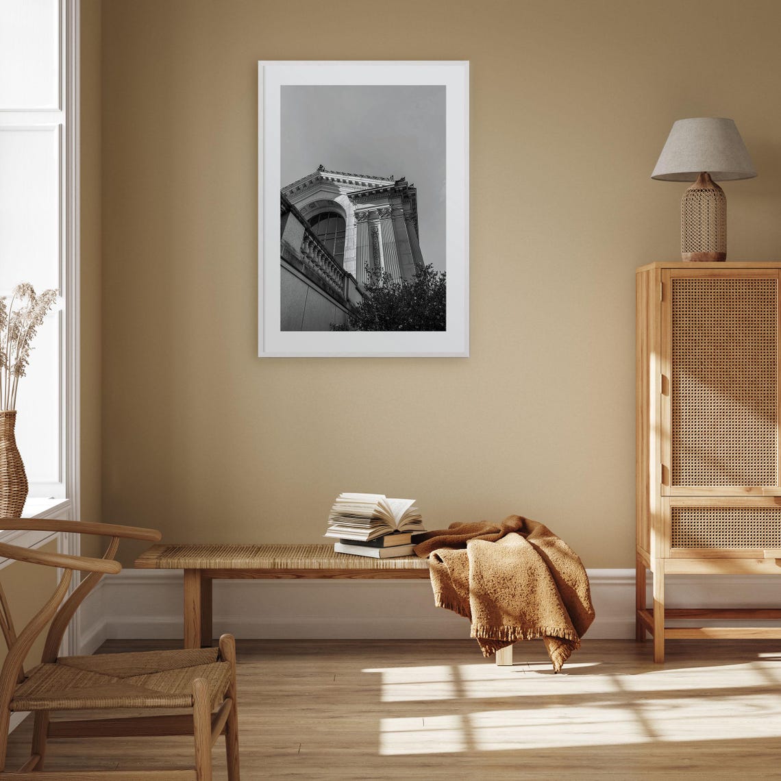 Berkeley Classical Columns Facade Black and White Photo Poster - Image 3