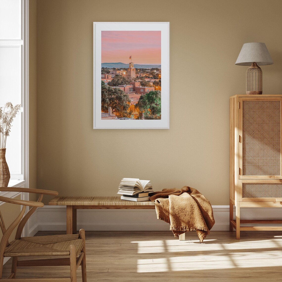 New Mexico Santa Fe Plaza Sunset Adobe Cityscape Photo Poster - Image 3