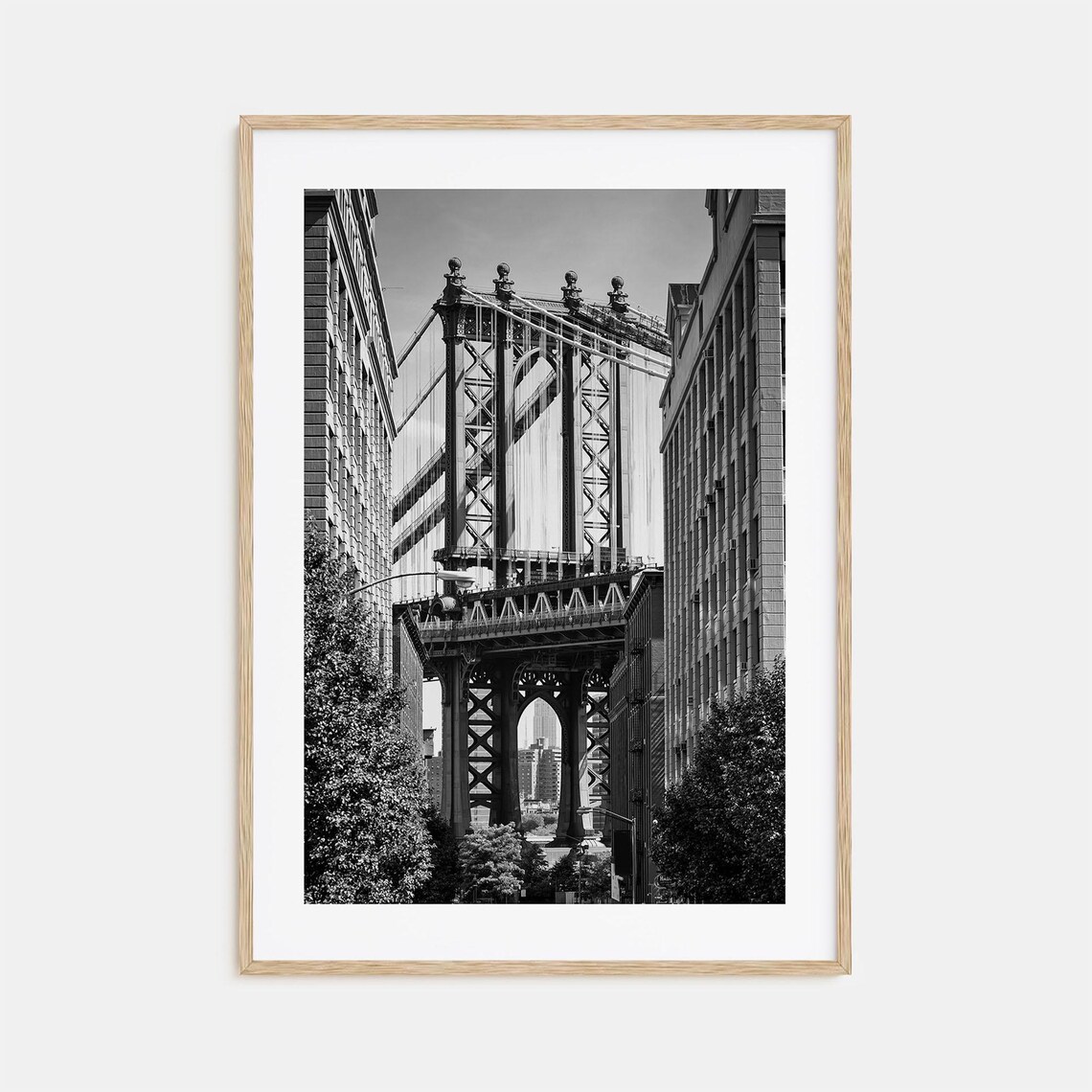 New York City Manhattan Bridge DUMBO Street Black and White Poster