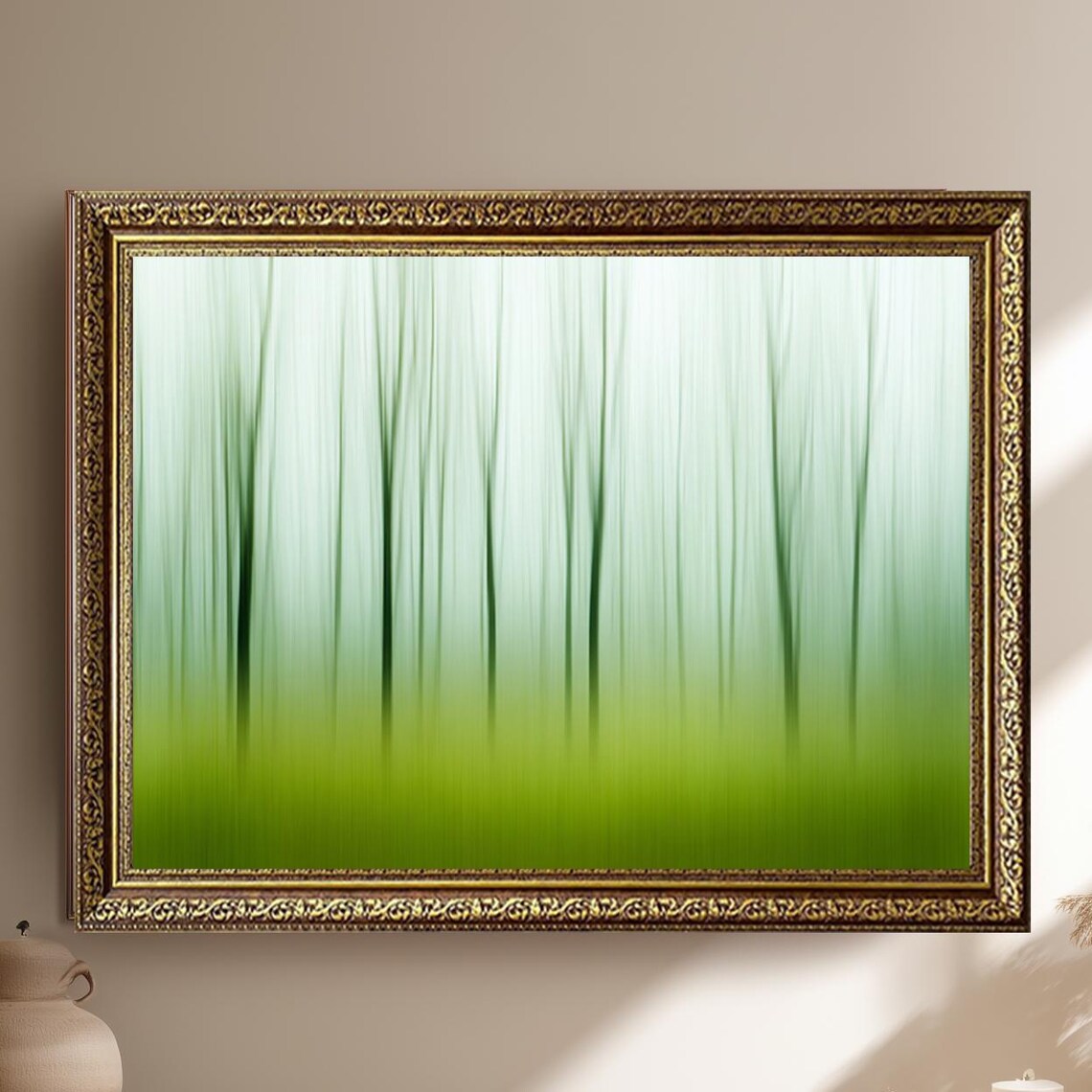 Abstract Green Forest Trees Minimalist Modern Canvas Wall Art