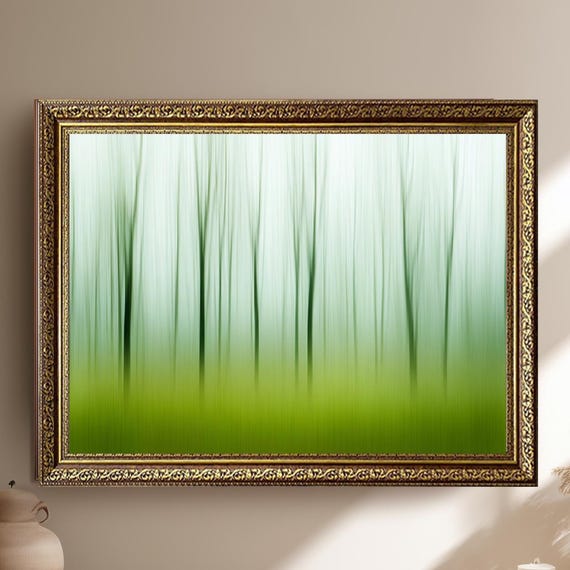 Abstract Forest Canvas Wall Art Minimalist Green Trees Print Modern Nature Inspired Home Decor