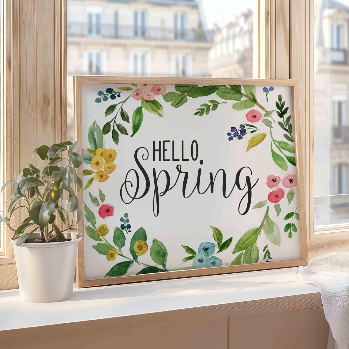 Hello Spring Floral Print, Seasonal Welcome Decor