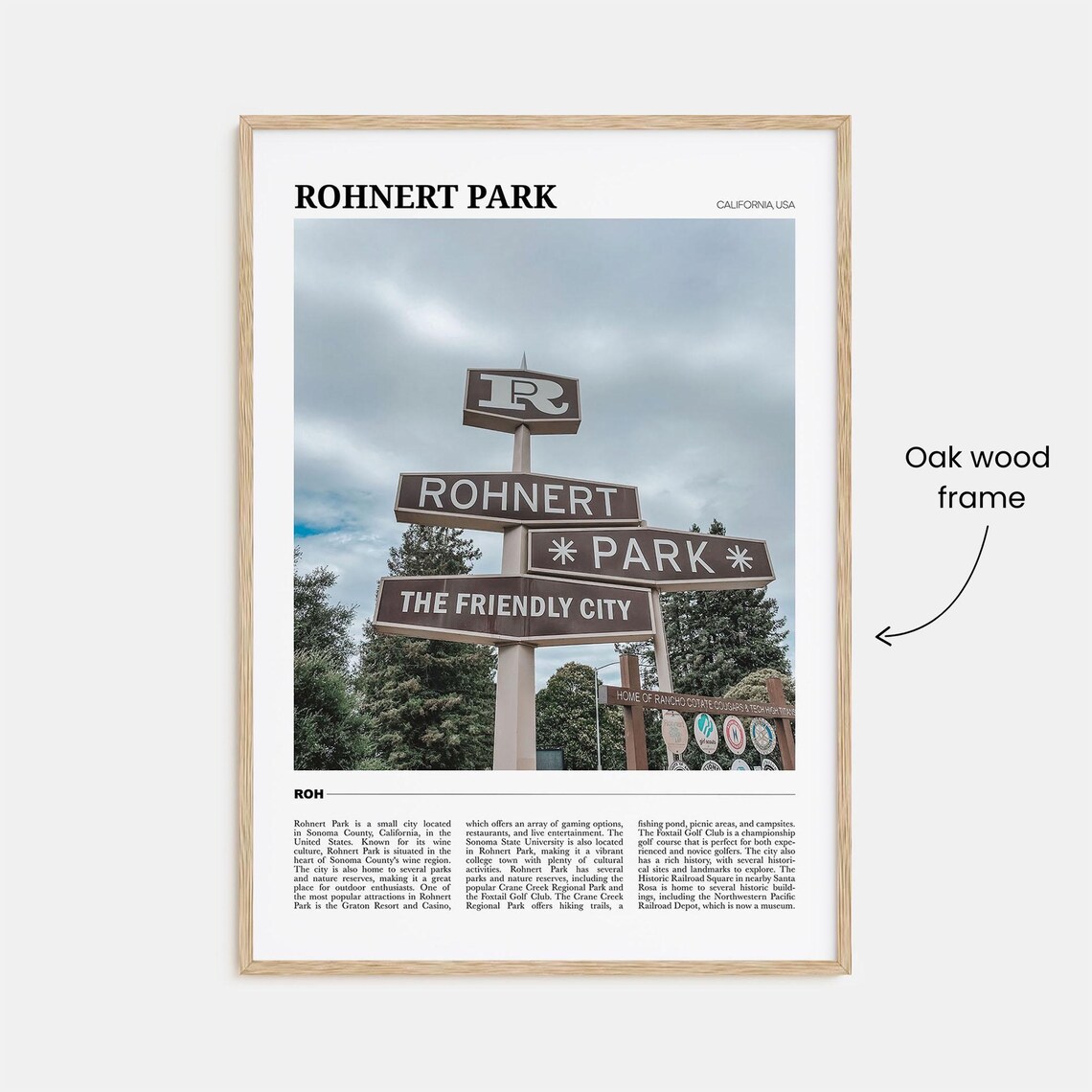 Rohnert Park Friendly City Retro Sign California Travel Poster - Image 3