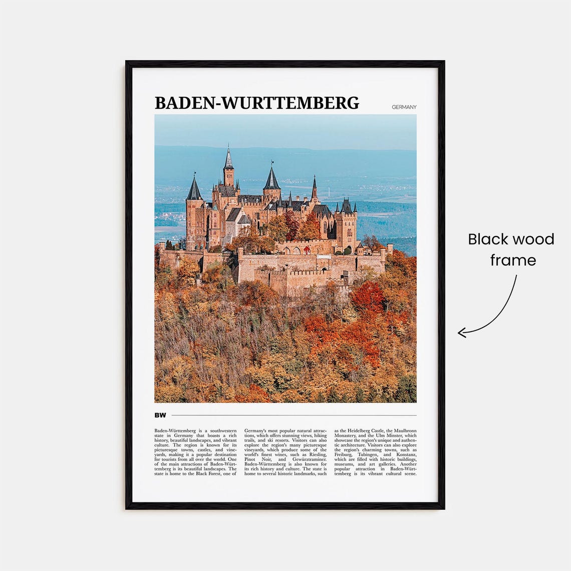 Baden Wurttemberg Germany Autumn Hilltop Castle Travel Poster - Image 2