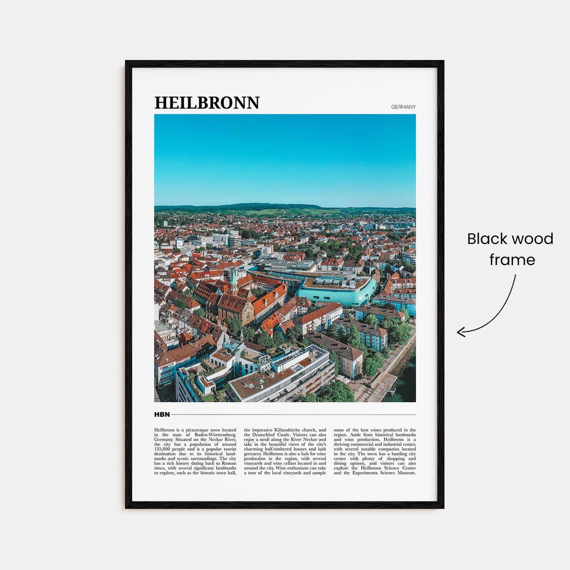 Heilbronn Germany Old Town Aerial Travel Photography Wall Poster - Image 2