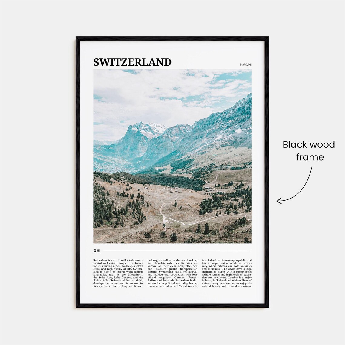Switzerland Travel Poster, Europe Wall Art Print - Image 2