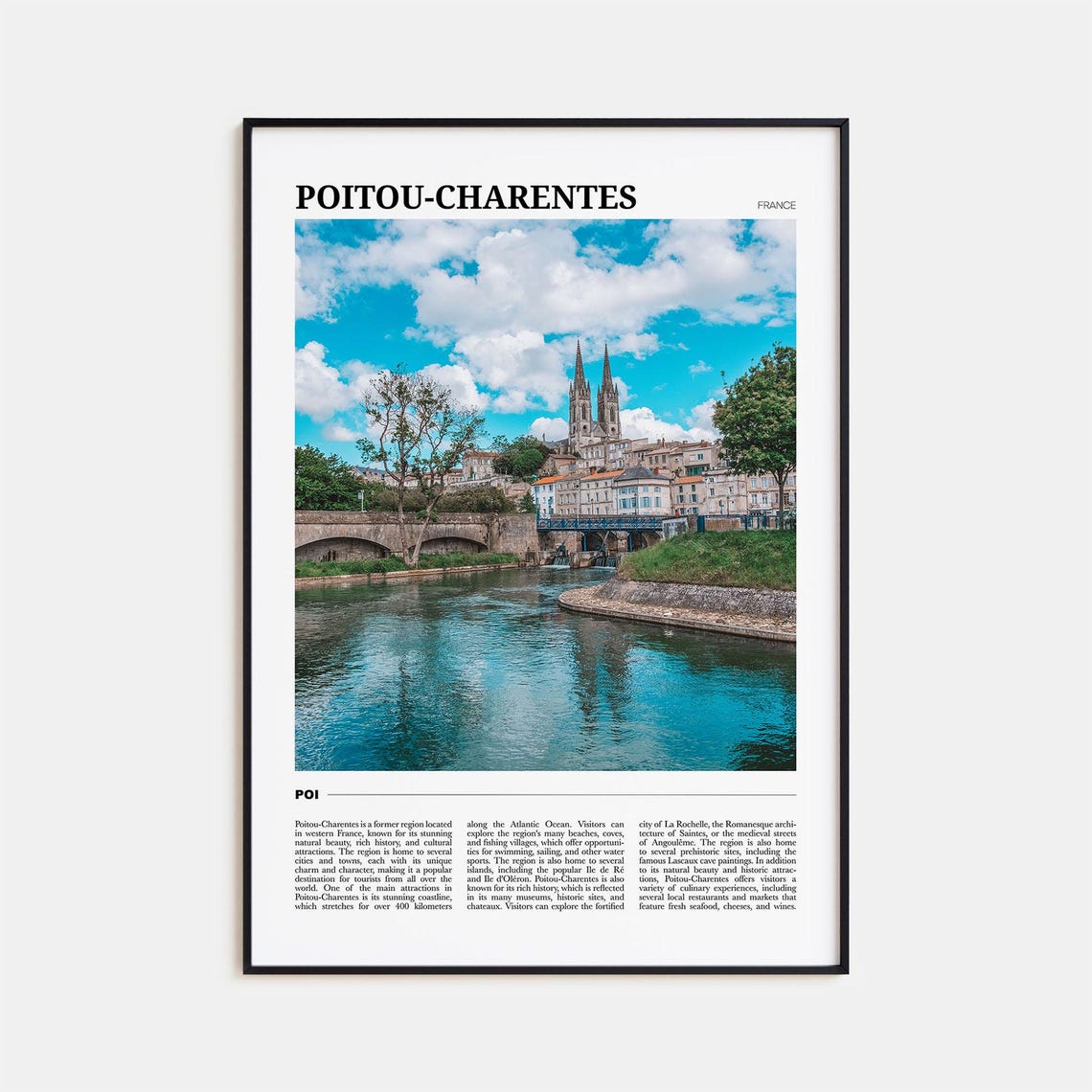 Poitou-Charentes France River Cathedral Twin Spires View Poster