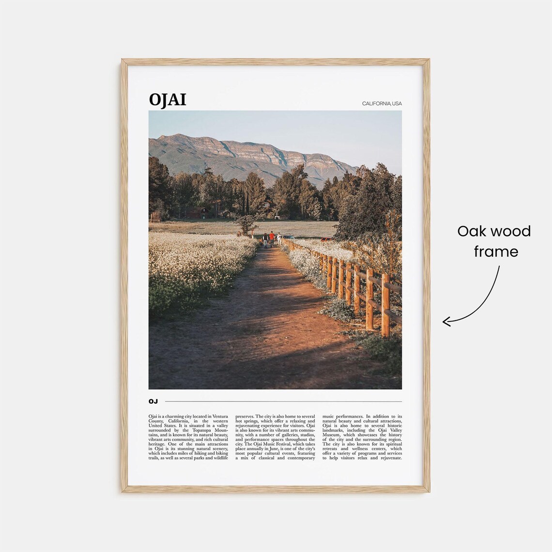 Ojai California Mountain Valley Golden Field Sunset Travel Poster - Image 3