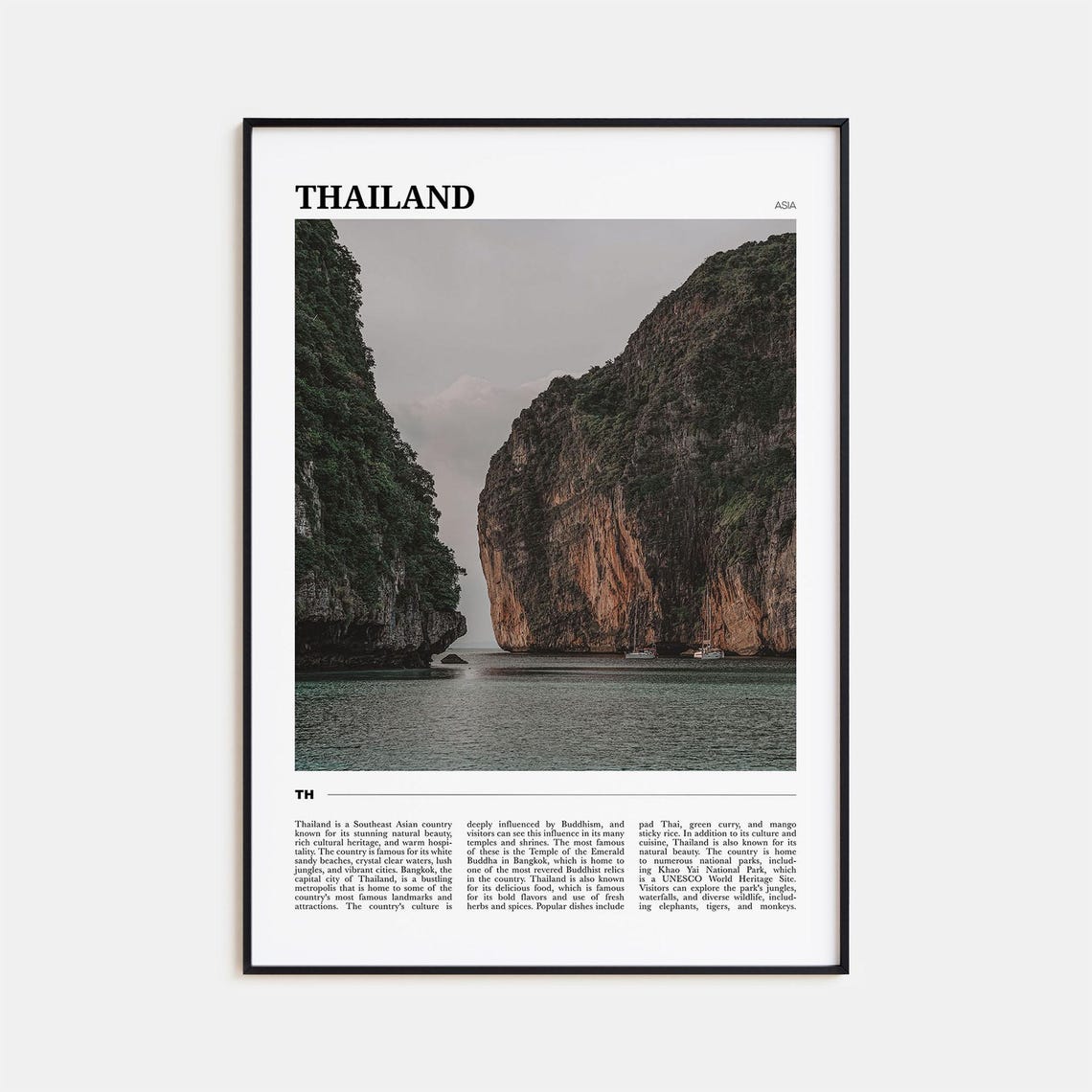 Thailand Limestone Sea Cliffs Tropical Cove Asia Travel Poster