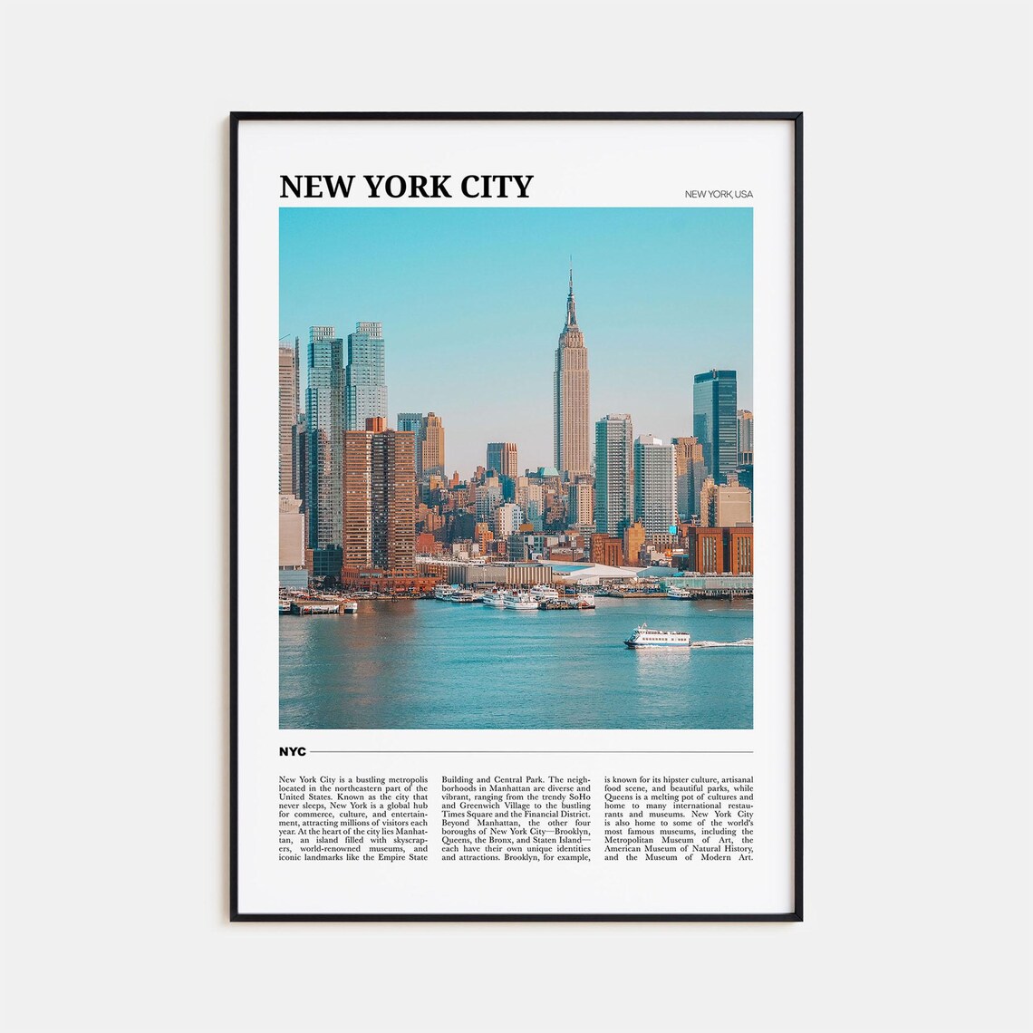 New York City Travel Poster, City Wall Art