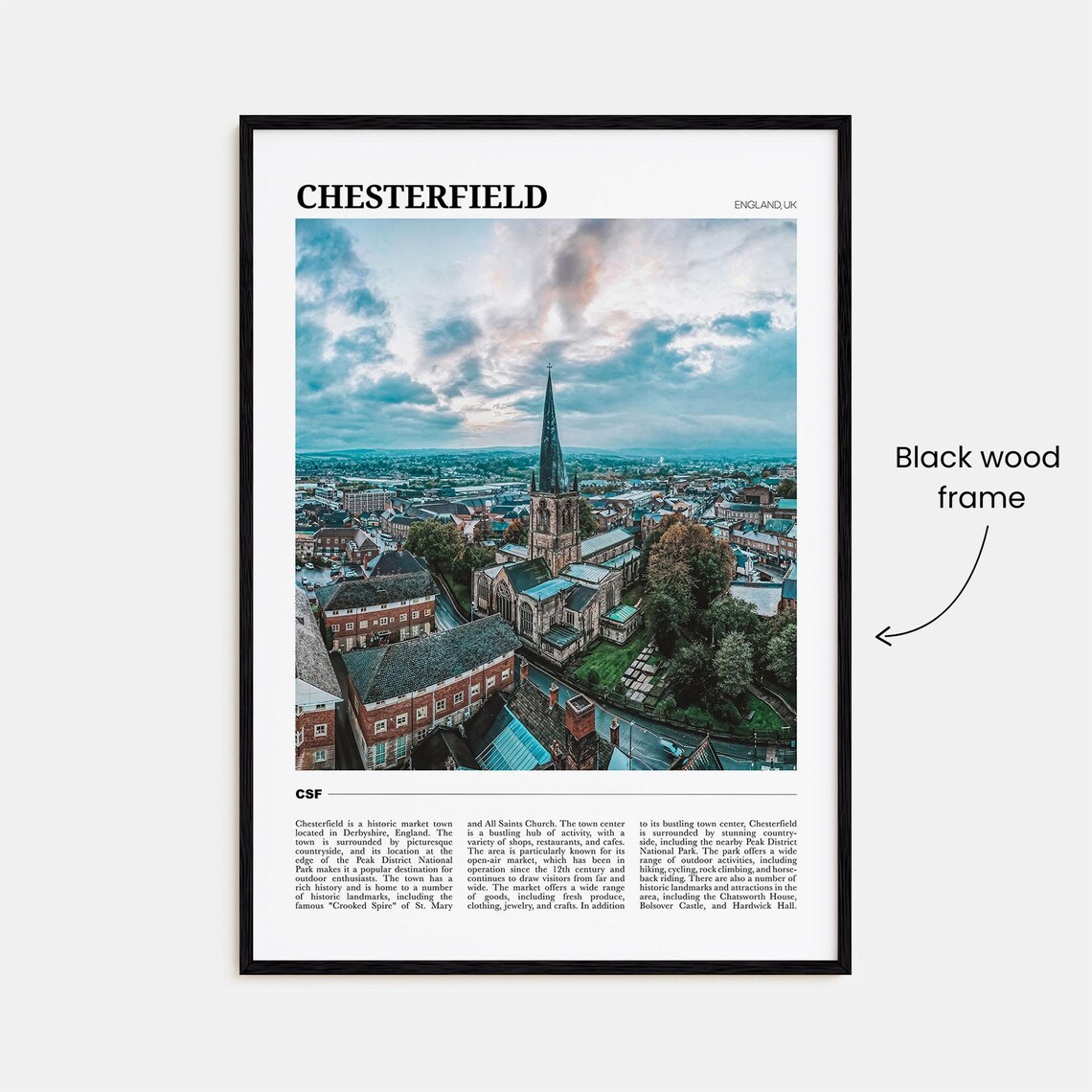Chesterfield Travel Poster, England UK Wall Art - Image 2