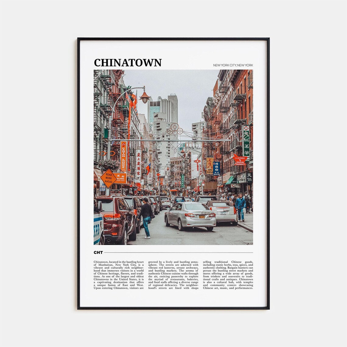 Chinatown New York City Manhattan Busy Street Scene Travel Poster