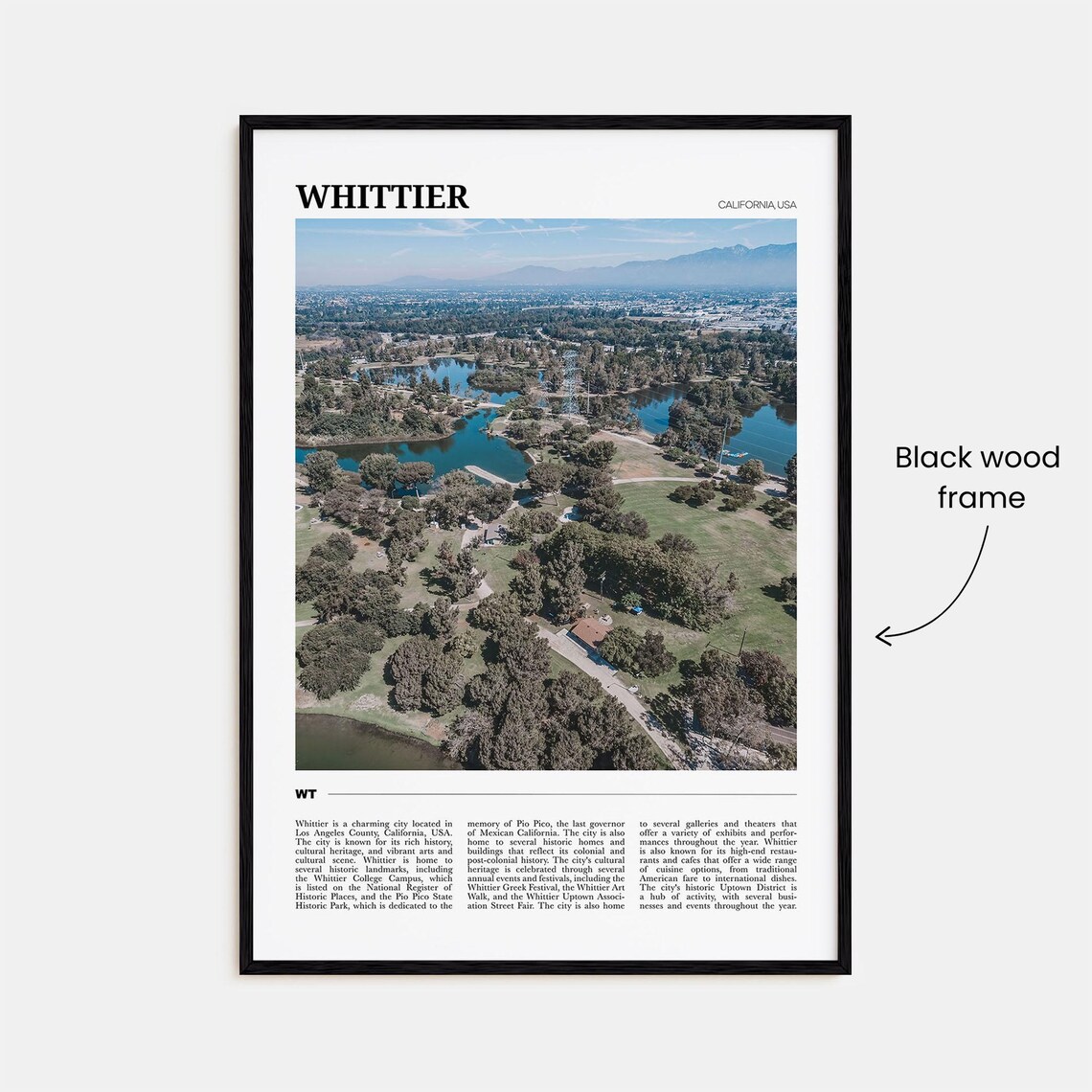 Whittier California Aerial Park Lakes and Green Trees Travel Poster - Image 2
