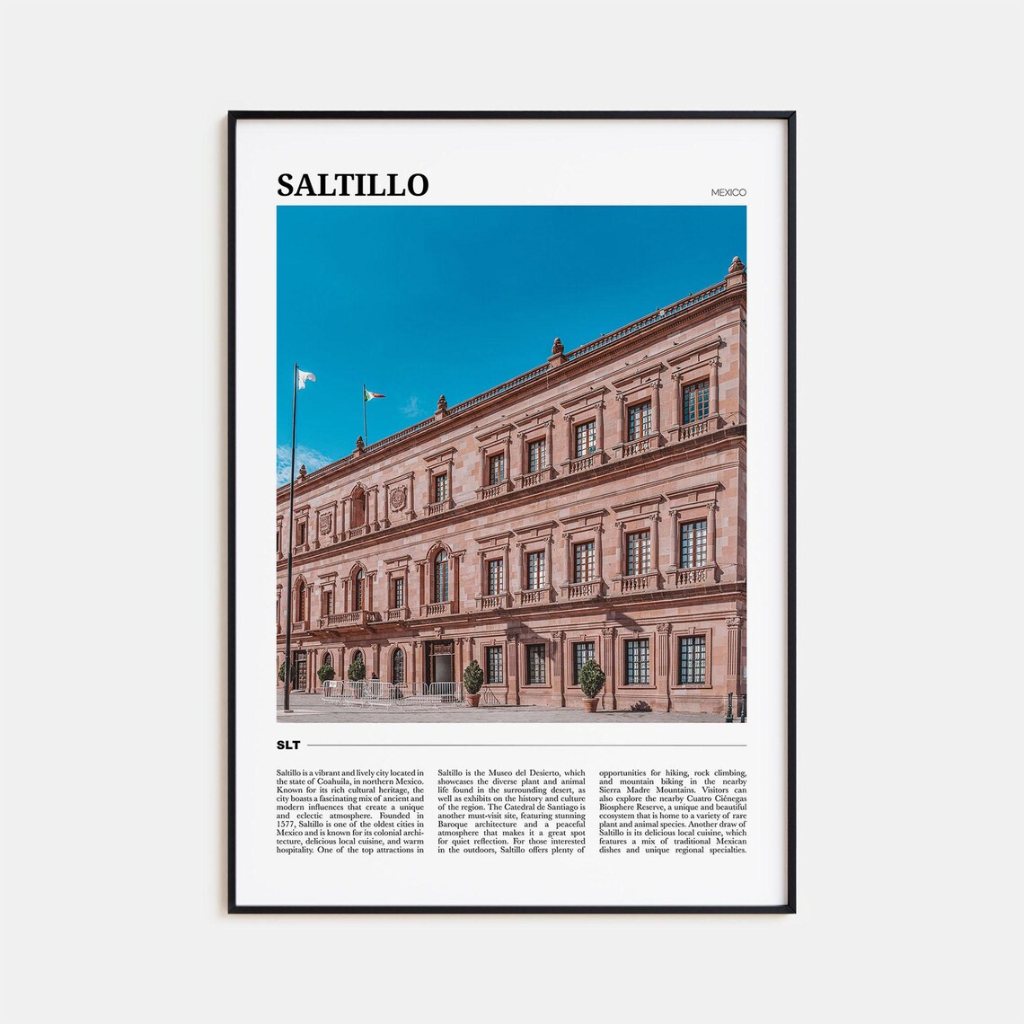 Saltillo Mexico Pink Colonial Architecture Travel Photo Poster