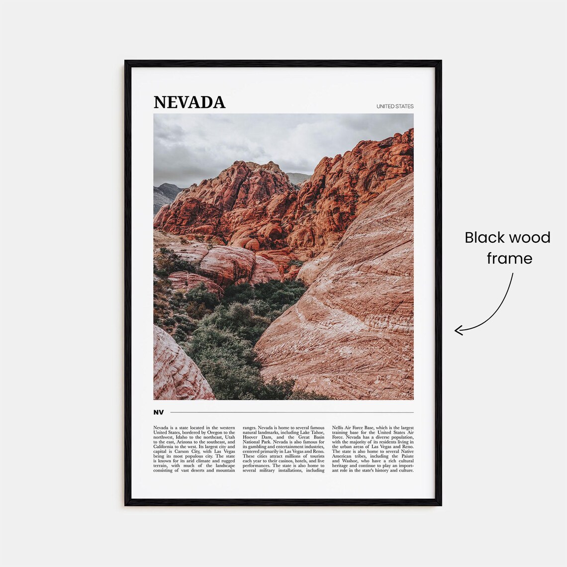 Nevada Red Rock Canyon Desert Formations Scenic Travel Poster - Image 2