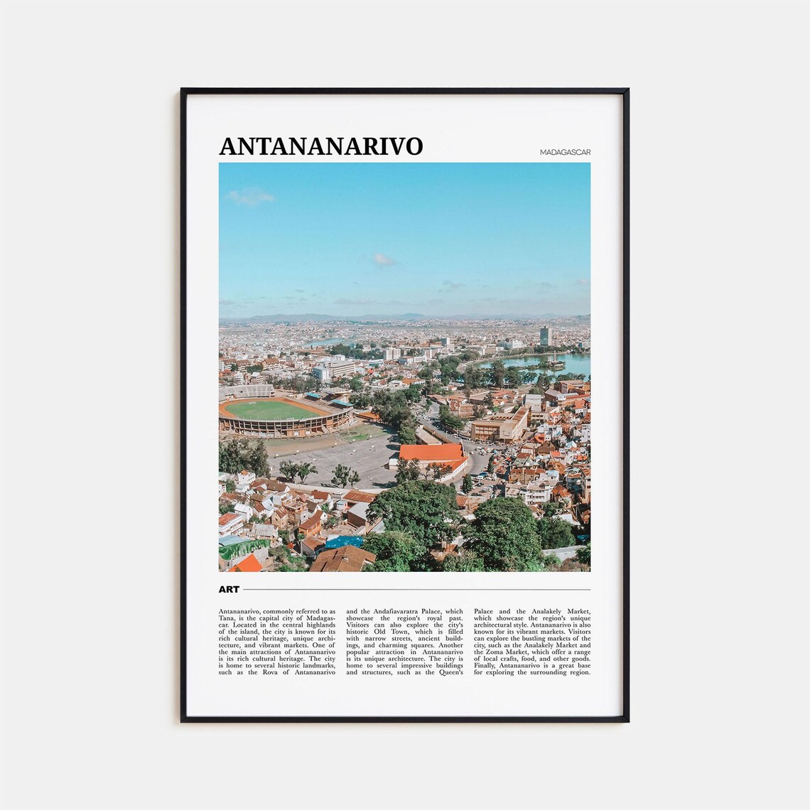 Antananarivo Madagascar Capital City Aerial View Travel Poster