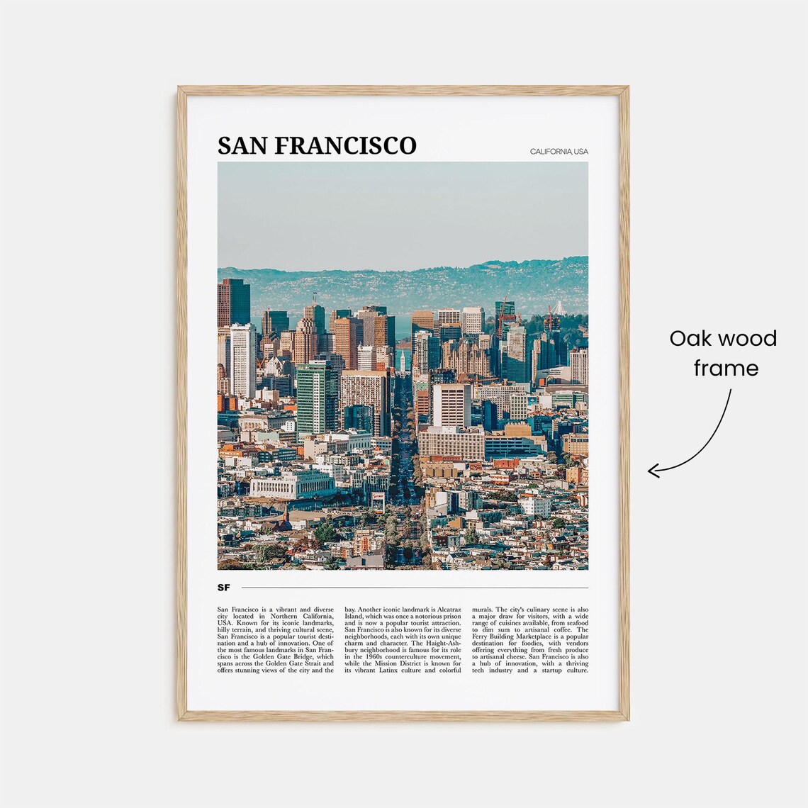 San Francisco California Skyline Aerial Photo City Travel Poster - Image 3