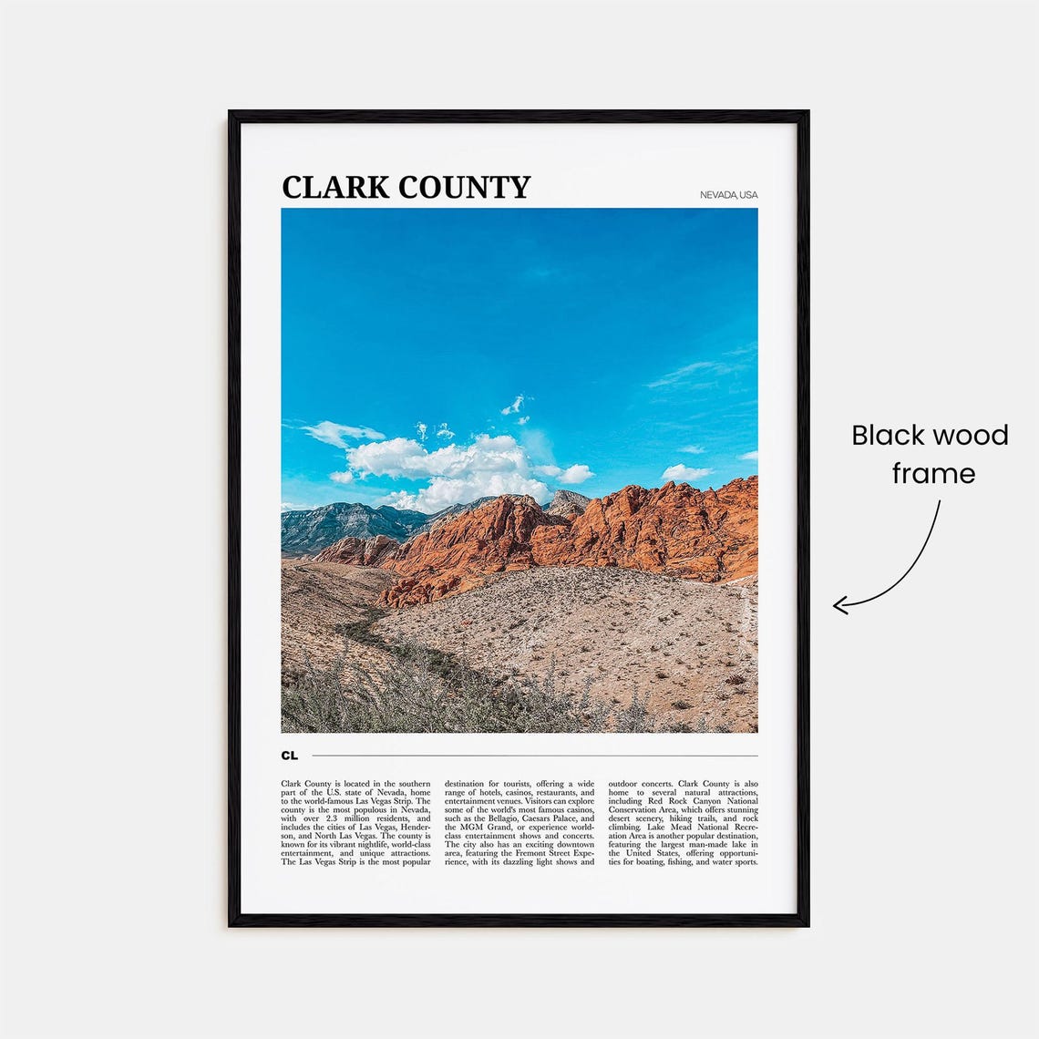 Clark County Nevada Red Rock Canyon Desert Scenic Travel Poster - Image 2
