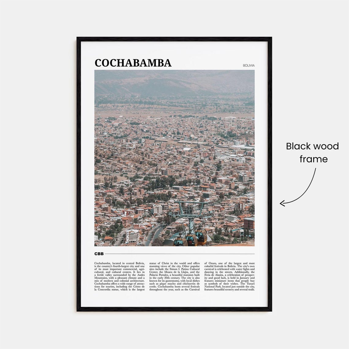 Cochabamba Bolivia Andean Valley City Aerial View Travel Poster - Image 2
