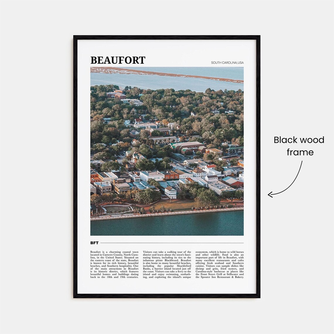 Beaufort South Carolina Coastal Harbor Town Aerial View Poster - Image 2