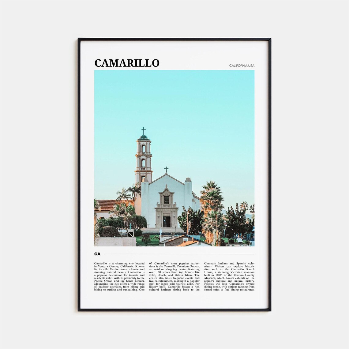 Camarillo Travel Poster, California USA Wall Art