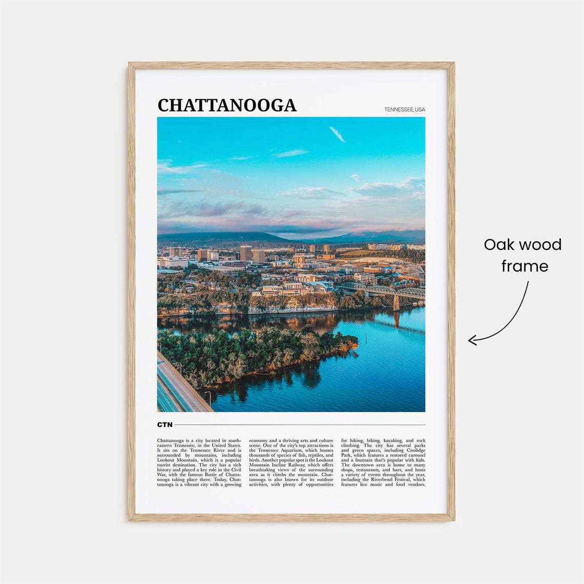 Chattanooga Tennessee River Skyline Mountains City Photo Travel Poster - Image 3
