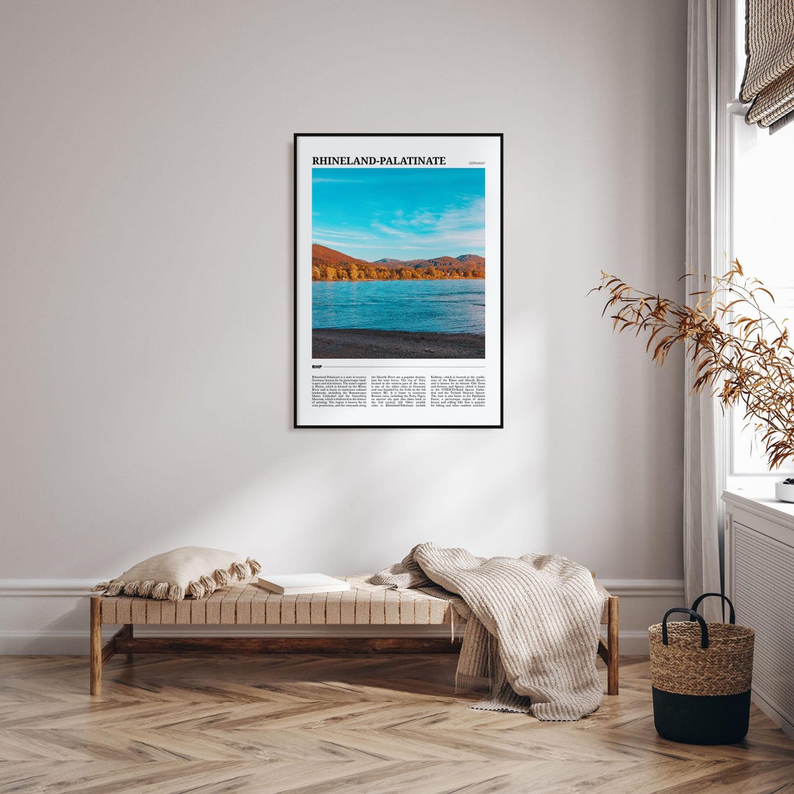 Rhineland Palatinate Germany Autumn Lakeside Hills View Poster - Image 4