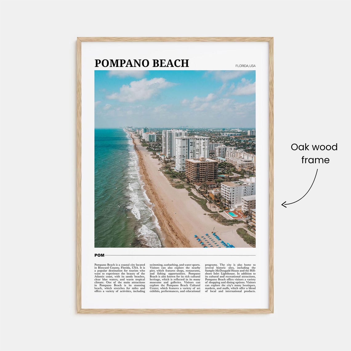 Pompano Beach Florida Aerial Shoreline Beachfront Travel Poster - Image 3