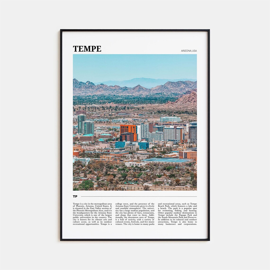 Tempe Travel Poster, Arizona USA Wall Art Print