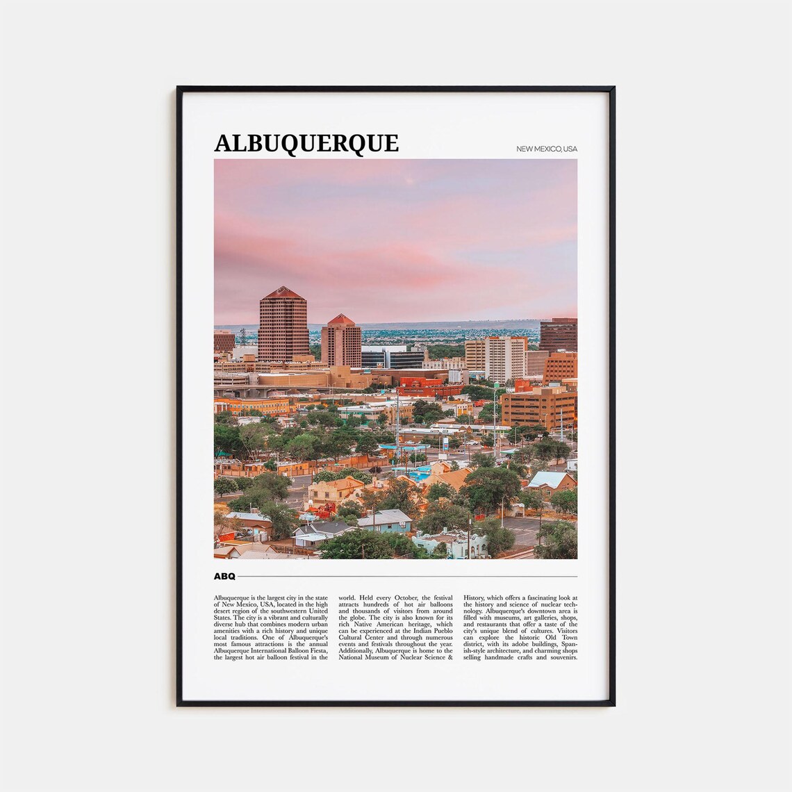 Albuquerque New Mexico USA Desert Skyline Sunset City Poster
