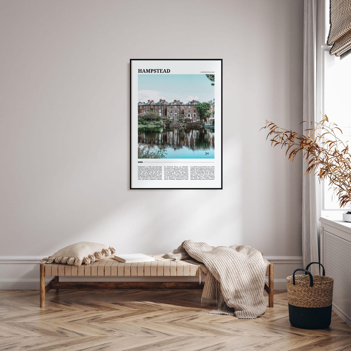Hampstead London England Brick Houses Pond Reflection Travel Poster - Image 4