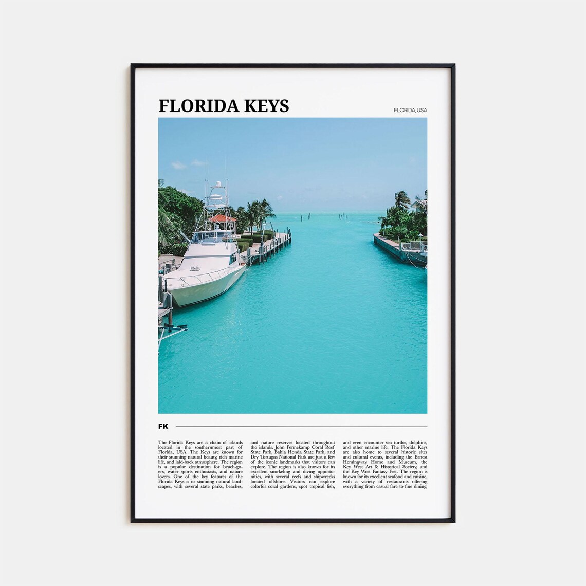 Florida Keys Marina Boats Turquoise Water Travel Poster Photo Art