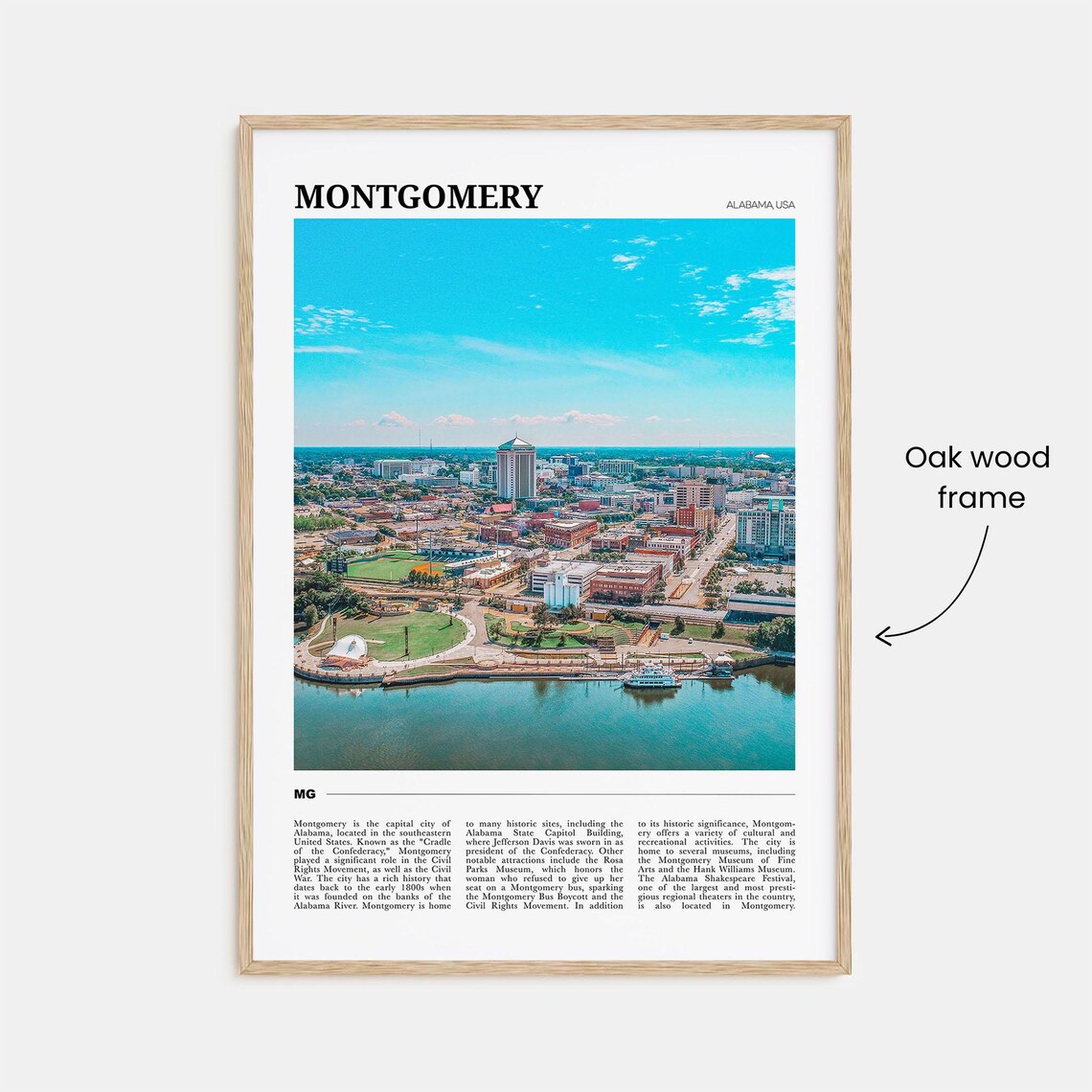 Montgomery Alabama Aerial Downtown Riverfront Skyline Travel Poster - Image 3