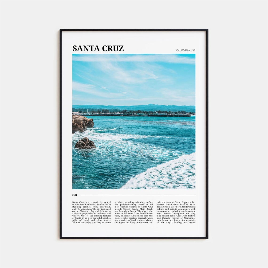 Santa Cruz Travel Poster No 2 Santa Cruz Wall Art Santa Cruz Poster Print Santa Cruz Photo Santa Cruz Decor California Usa