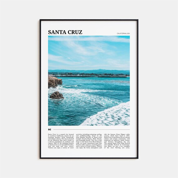 Santa Cruz California USA Waves Pier Boardwalk Beach Coast Photo Poster