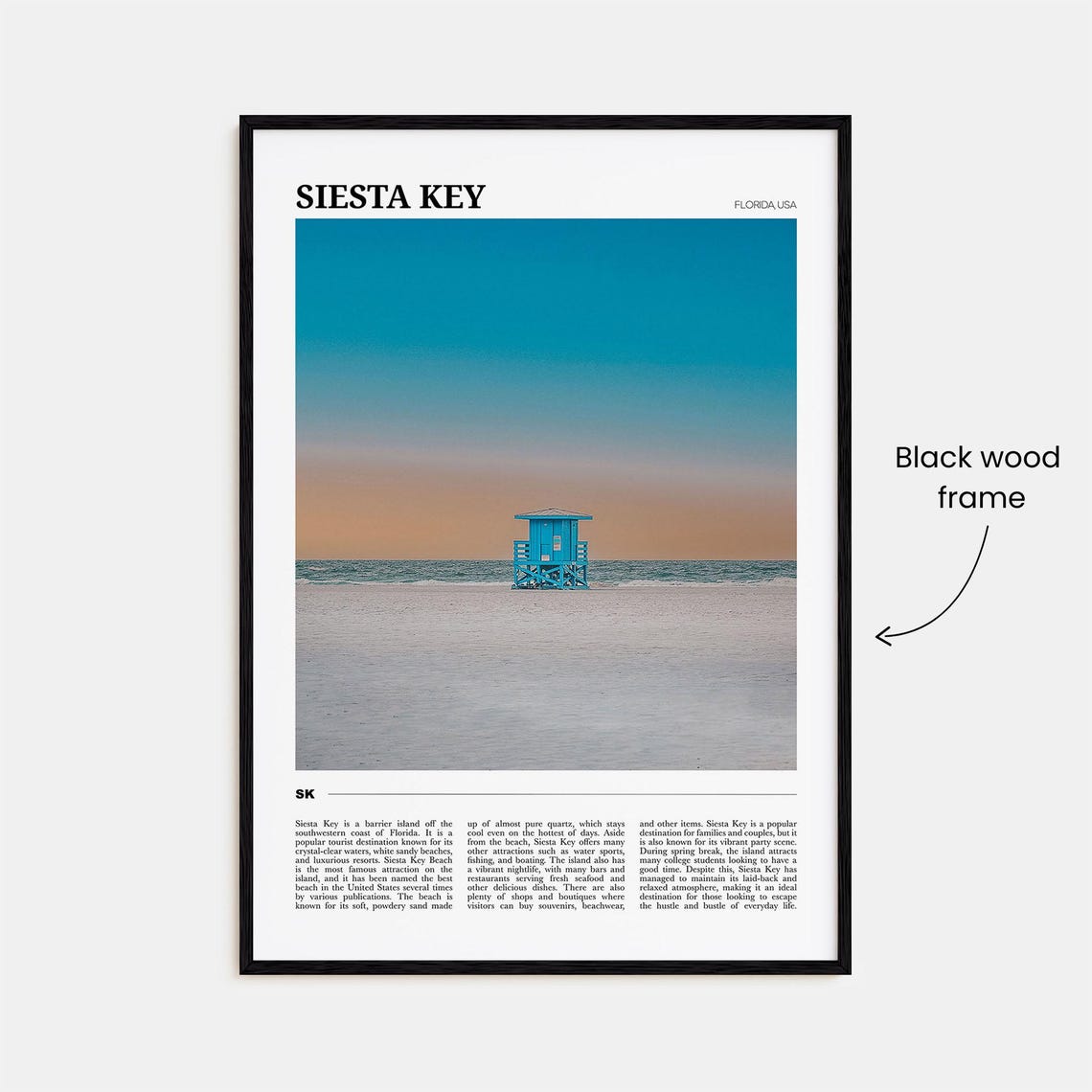 Siesta Key Florida Lifeguard Tower Sunset Beach Scene Travel Poster - Image 2