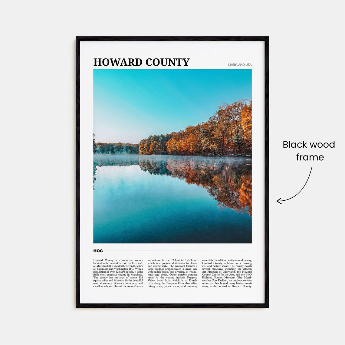 Howard County Maryland USA Serene Autumn Lake Reflection Poster - Image 2