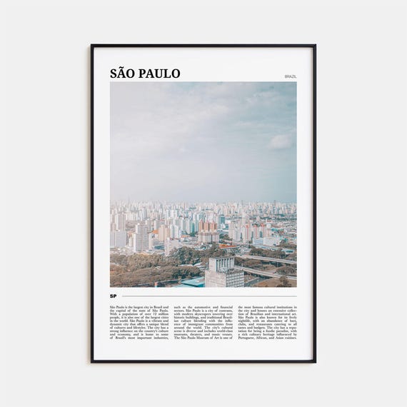 Sao Paulo Travel Poster No 1 So Paulo Wall Art So Paulo Poster Print So Paulo Photo So Paulo Decor Brazil