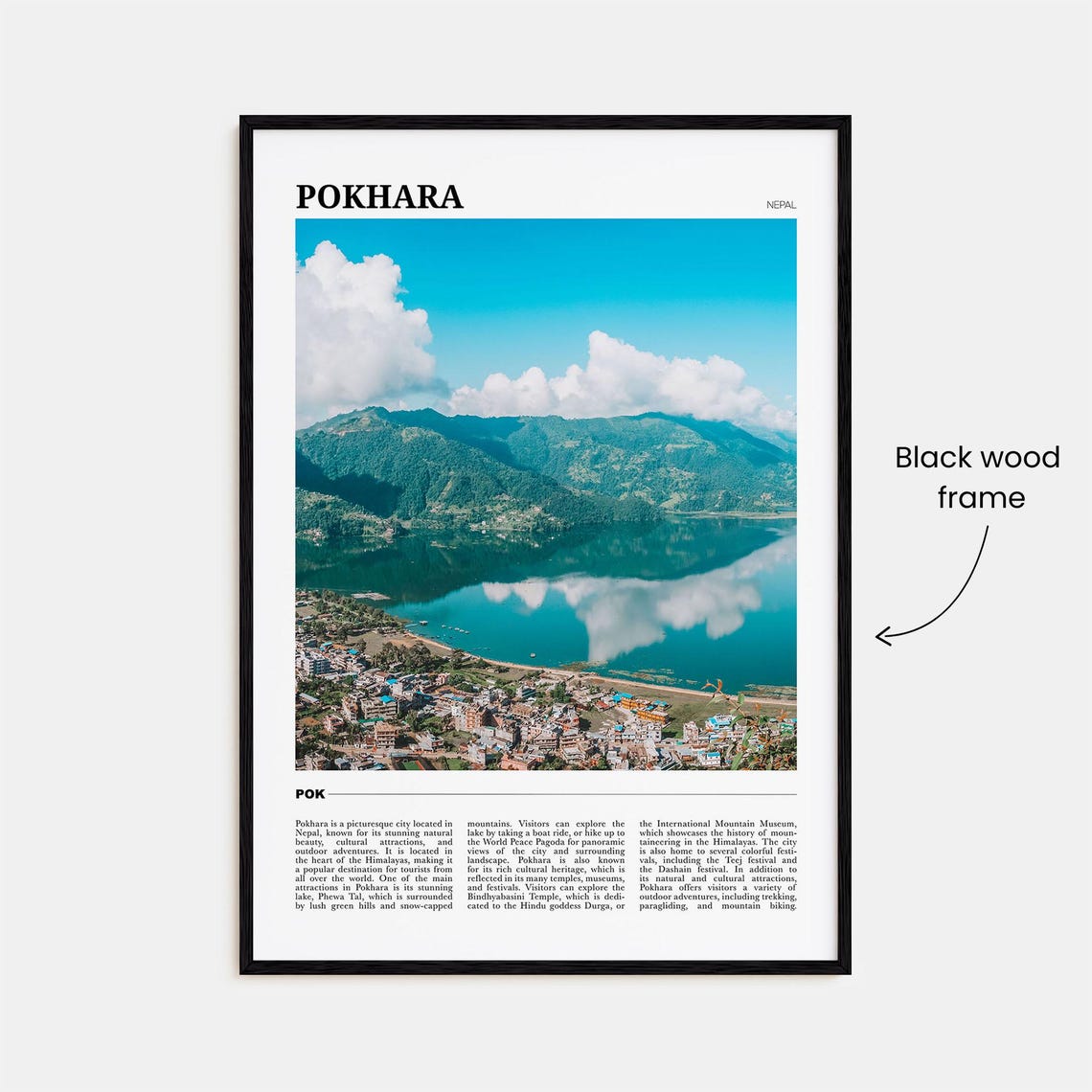 Pokhara Nepal Phewa Lake and Himalayan Mountains Travel Poster - Image 2