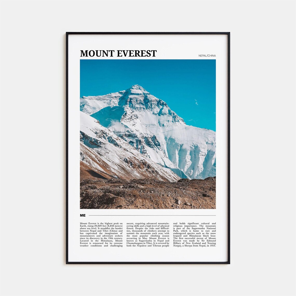 Mount Everest Travel Poster, Nepal and China