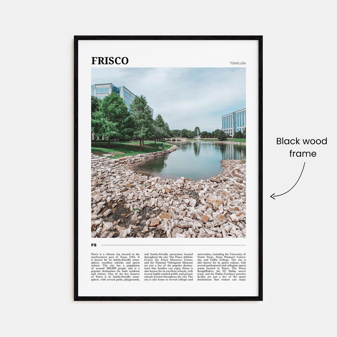 Frisco Texas USA Lakeside Park Modern Skyline Photo Travel Poster - Image 2