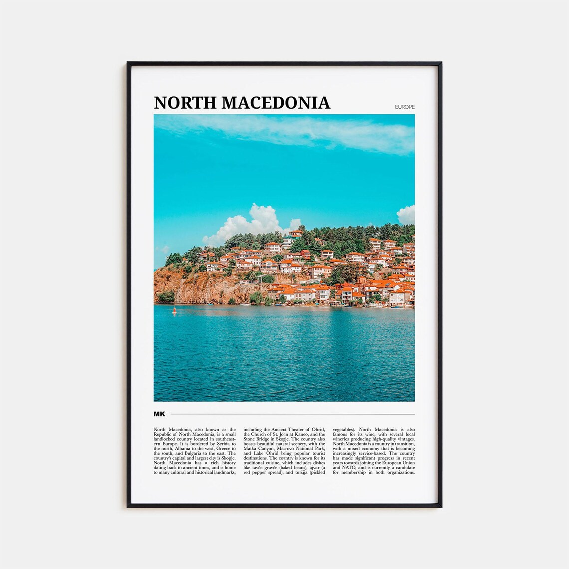 North Macedonia Ohrid Lakeside Town Europe Vintage Travel Poster