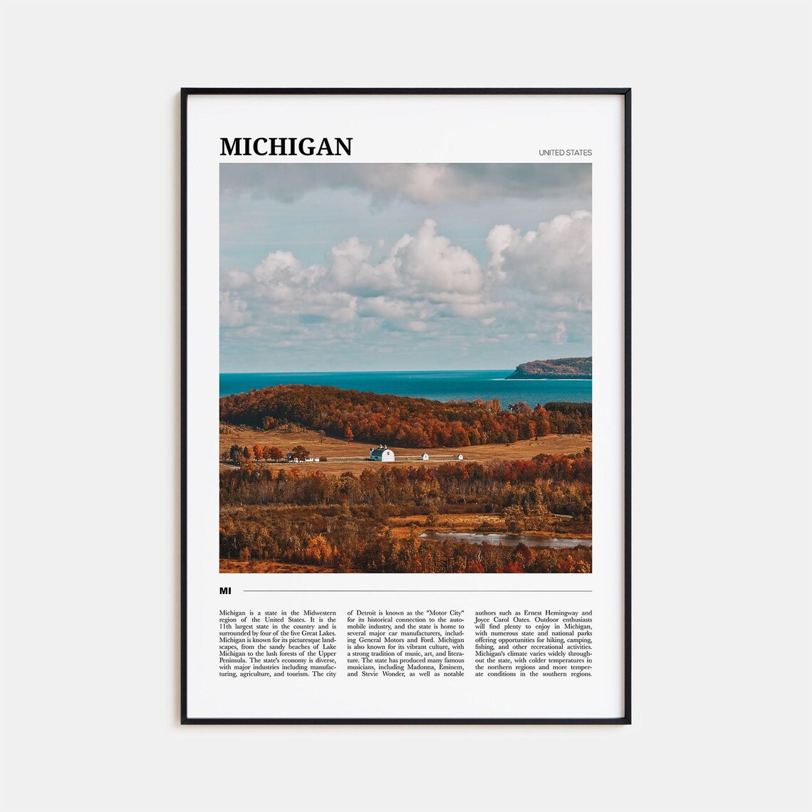 Michigan Autumn Lakeshore Fall Colors Great Lakes Travel Poster Series