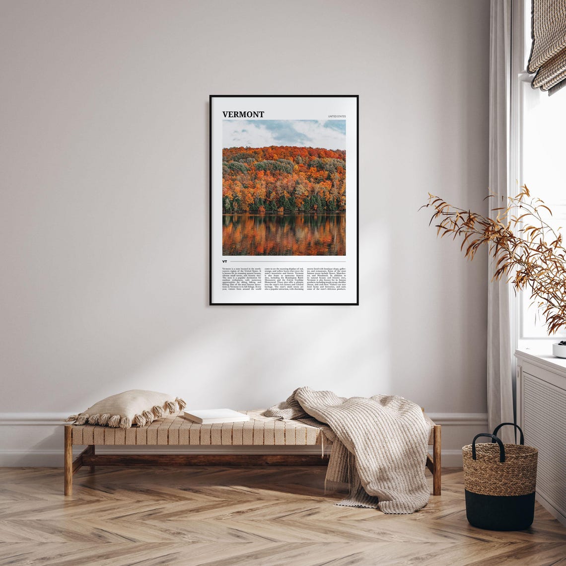 Vermont Autumn Foliage Hillside Mirrored in Lake Waters Poster - Image 4