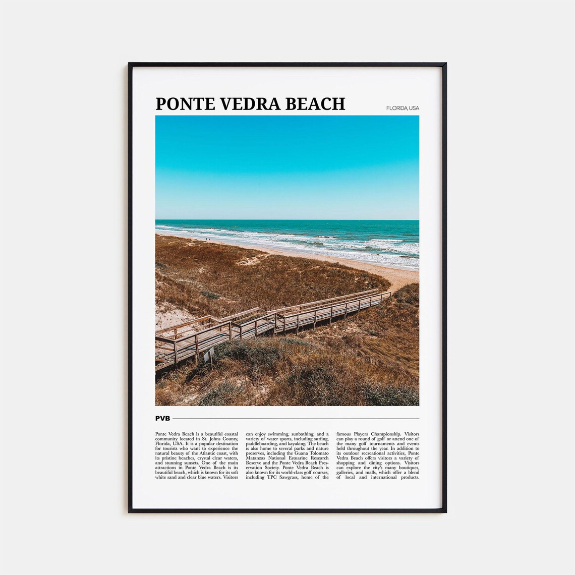 Ponte Vedra Beach Travel Poster, Coastal Place Print