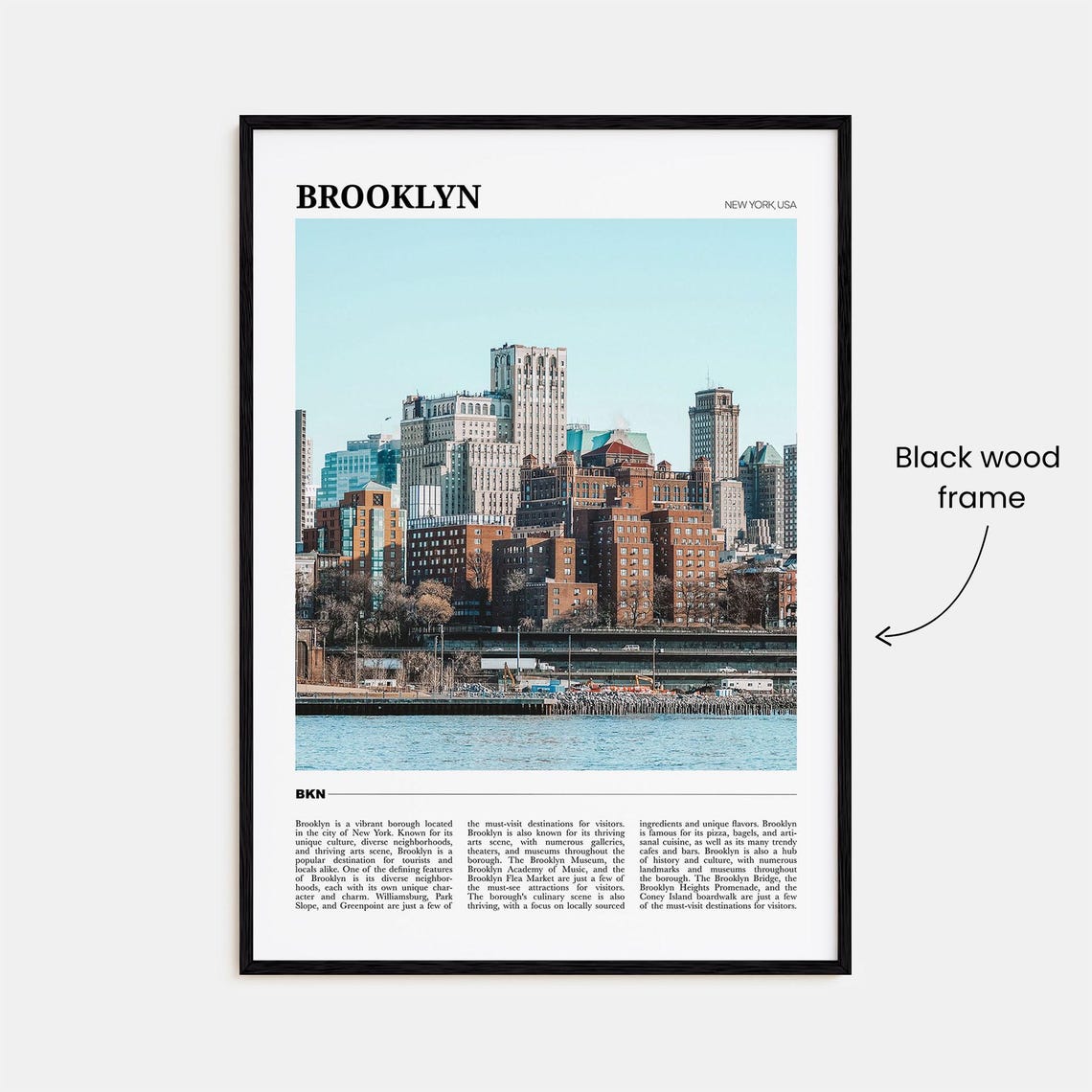 Brooklyn New York Skyline Waterfront Photo Urban Travel Poster - Image 2