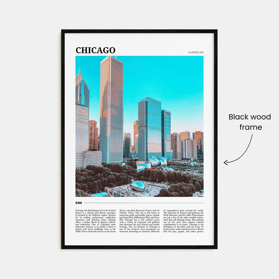 Chicago Travel Poster, Illinois USA Wall Art Print - Image 2